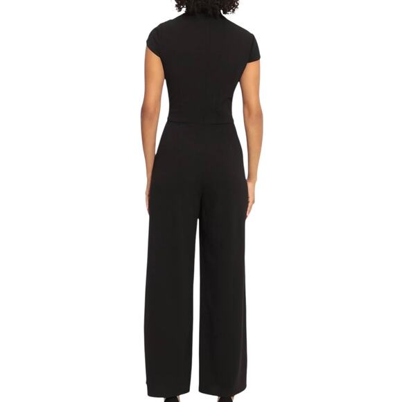 Maggy London Women’s Cap Sleeve Straight Leg Jumpsuit Black Size 8 - Picture 2 of 2